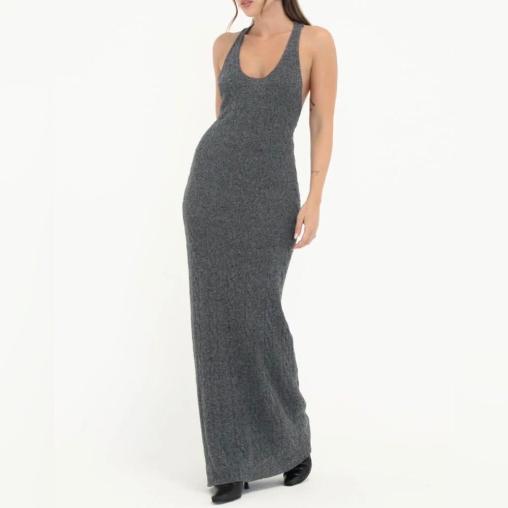Rumored Charcoal Backless Maxi Dress